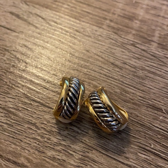 Vintage Silver & Gold Tone Clip-on Earrings - Picture 5 of 11